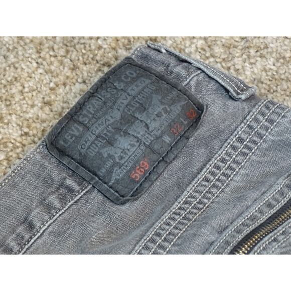 Levi's 569 Loose Straight Gray Jeans 32x32 Faded Distressed Zipper Pockets - Picture 7 of 9